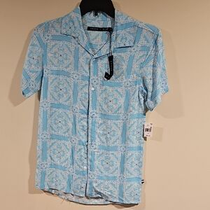 Men's Light Blue Geometric Casual Shirt